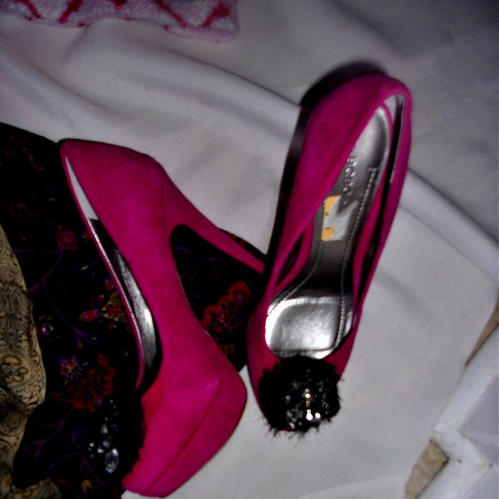 pink bling  womans size 7 high dress heels seven shoes seven formal wear